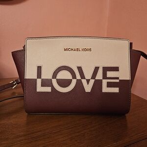 Michael Kors Two-Tone Burgundy and Cream Crossbody Bag